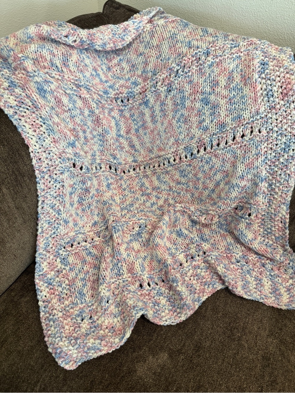 Pastel Multicolor Knit Throw Blanket in Pink, Blue & Cream
